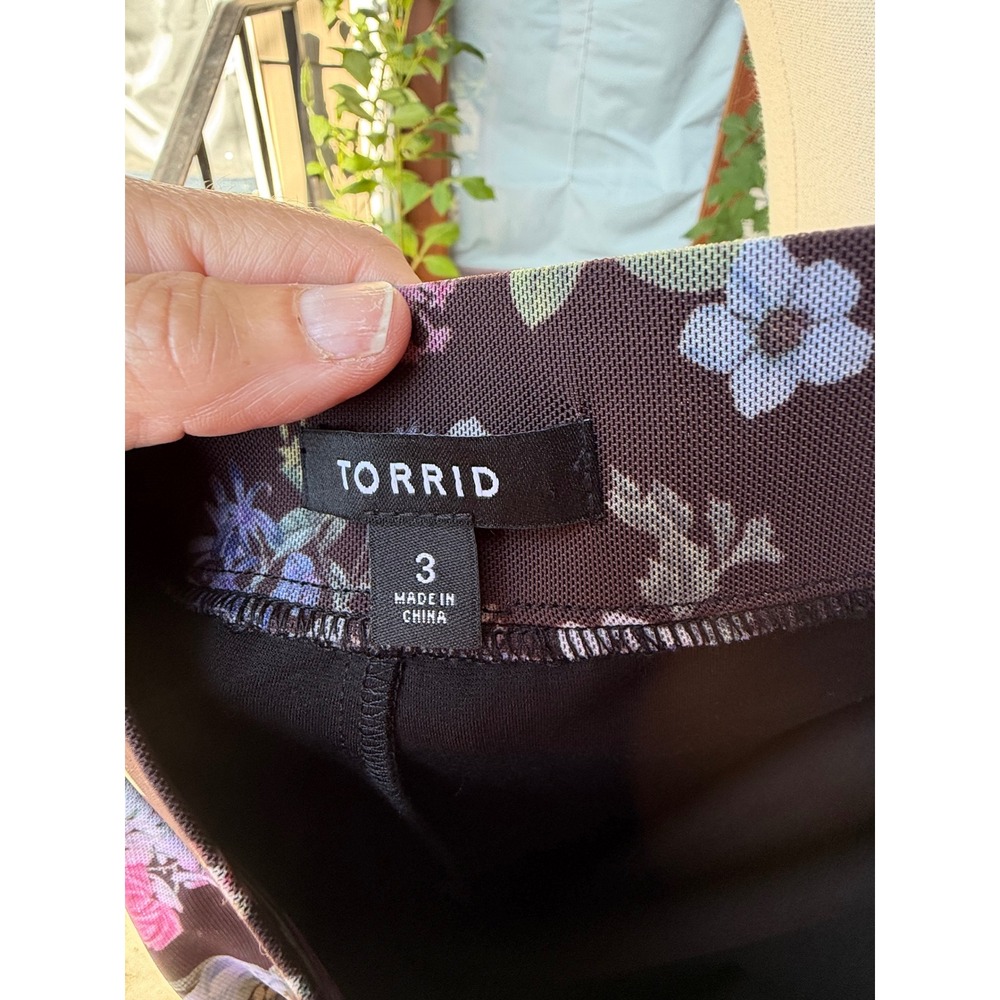 Torrid Midi Shirt 3x 3 black floral mesh ruched side drawstring dark floral goth - Picture 4 of 5